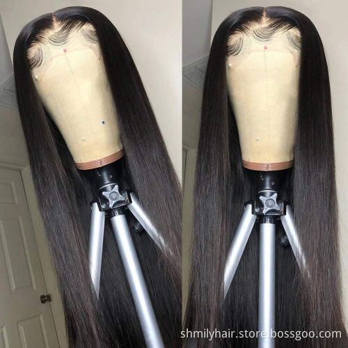 Cheap Wholesale Natural Human Hair Wigs Straight Lace Front Wigs Cuticle Aligned Indian Hair 150% 180% Density Hd Full Lace Wig